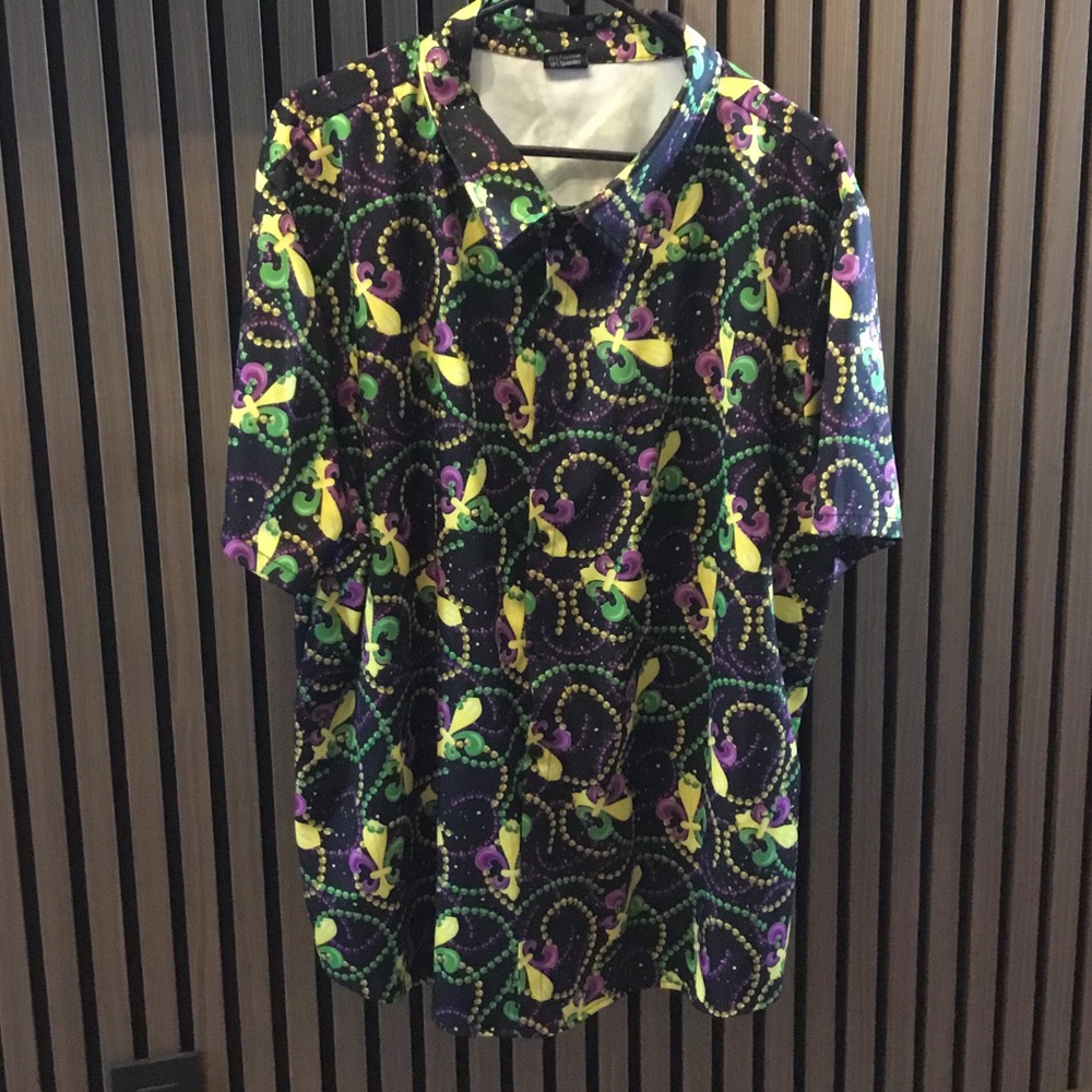 Men's Mardi Gras Bowling Shirt XL